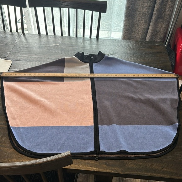 Anne Klein Women's Color Block Zip Front Cape Cardigan poncho double zipper L - Picture 13 of 15